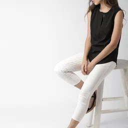 Mast & Harbour Women Black Solid Top image 5