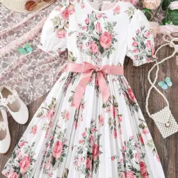Bolly Lounge Girls Snow White & Pink Floral Dress-picture-15