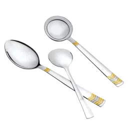 FNS Raga 24 Karat Gold Plated Stainless Steel Serving Spoon - Set of 3 image 5