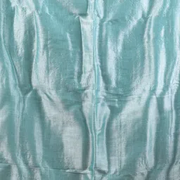 CHARUKRITI Aqua Blue Blended Solid Saree With Unstitched Blouse image 5