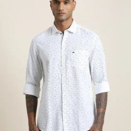 Turtle White Cotton Slim Fit Printed Shirt-picture-7