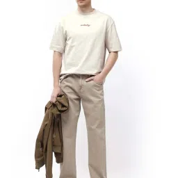 Rare Rabbit Beige Relaxed Fit Solid Jeans image 5