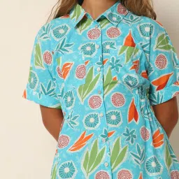 VERO MODA GIRL Blue Cotton Printed Dress image 5