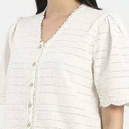 Madame White Cotton Regular Fit Top image 5