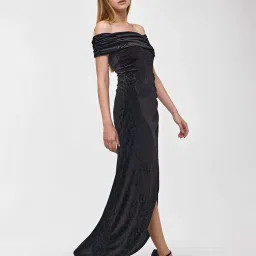 Cover Story Black Regular Fit Textured Dress image 5