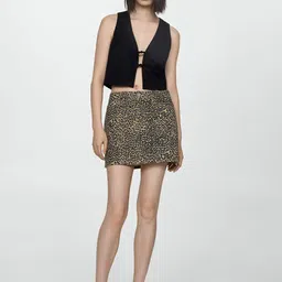 MANGO Animal Print Denim Mini Skirt image 4