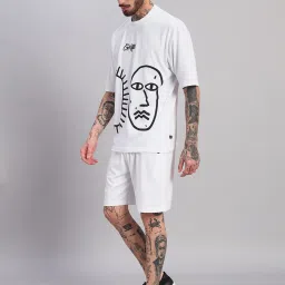 Griffel White Cotton Loose Fit Printed T-Shirt image 5