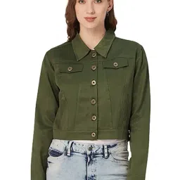 Style Quotient Olive Full Sleeves Crop Jacket-image-60