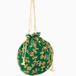 Gaurapakhi Green Embroidered Potli image 5