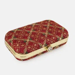 Gaurapakhi Red Embroidered Clutch image 5