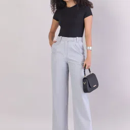 Powersutra Grey Polyester Solid Trousers image 5