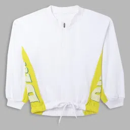 Blue Giraffe Kids White & Yellow Color Block Full Sleeves Sweatshirt-picture-34