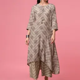 Marigold Lane Grey Printed A Line Kurta-image-77