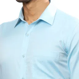 Raymond Blue Cotton Contemporary Fit Shirt image 5
