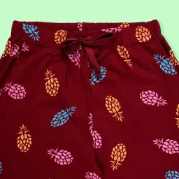 Kiddopanti Girls Maroon & Navy Cotton Regular Fit Printed Pajamas - Pack Of 2 image 4