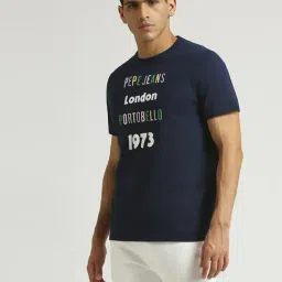 Pepe Jeans Navy Cotton Slim Fit Printed T-Shirt image 3