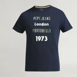 Pepe Jeans Navy Cotton Slim Fit Printed T-Shirt image 4