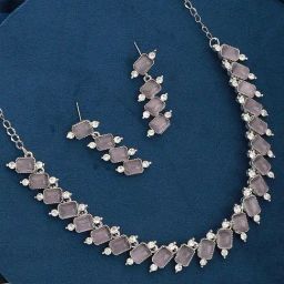 Aatmana AD-Studded Grey Necklace & Earring Set-picture-10