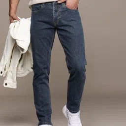 WROGN Men Straight Fit Mid-Rise Light Fade Stretchable Jeans-picture-18