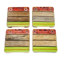 Aapno Rajasthan Brown Wooden Coasters - Set of 4 image 2