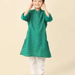 Fabindia Kids Green Printed Full Sleeves Kurta-picture-37