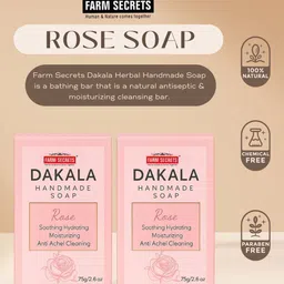 FARM SECRETS Set Of 2 Dakala Herbal Rose Soap- 75 g Each image 5