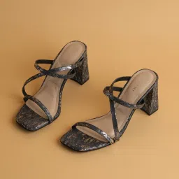 Eridani Women's Megan Metallic Grey Cross Strap Sandals image 5
