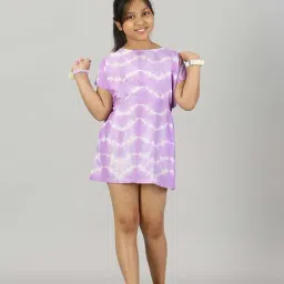 Kiddopanti Kids Lavender & White Over Dyed Dress-image-94