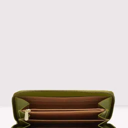 Caprese ZETA Green & Black Textured Zip Around Wallet For Women image 5