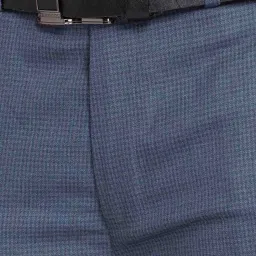 Park Avenue Blue Super Slim Fit Checks Trousers image 5