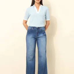 U.S. Polo Assn. Blue Cotton Wide Leg Fit Jeans image 5