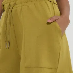 LOV by Westside Olive Solid High-Rise Shorts image 4