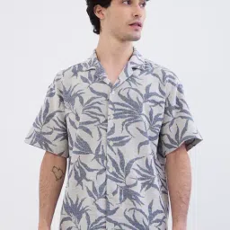 Spykar Air Force Blue Cotton Regular Fit Floral Print Shirt-picture-16