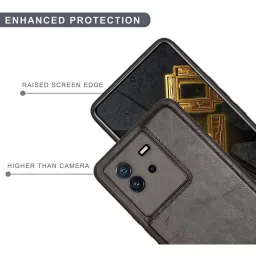 Sprig Glossy Leather Back Cover for IQOO Neo 6 5G (Black) image 5