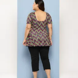 Aarika Green Nylon Printed Short Sleeves Swimsuit With Cap image 2