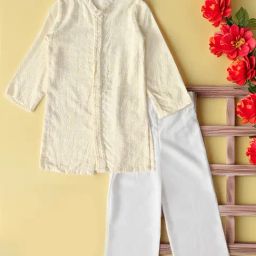 Bella Moda Boys White Embroidery Kurta & Pajamas Set-picture-29