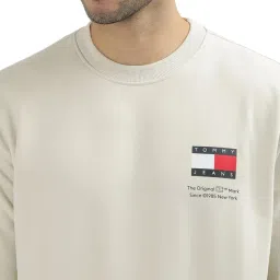 Tommy Hilfiger Beige Logo Regular Fit Sweatshirt image 5