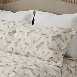 Boutique Living Nature Bouquet 100% Cotton 300 TC Beige King Bedsheet with 2 Pillow Covers image 2