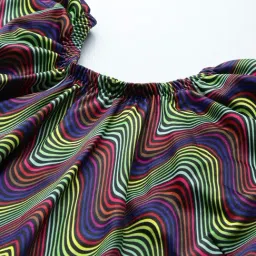 Aarika Green Nylon Printed Short Sleeves Swimsuit With Cap image 5