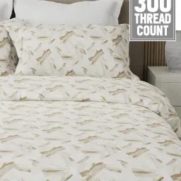 Boutique Living Nature Bouquet 100% Cotton 300 TC Beige King Bedsheet with 2 Pillow Covers image 4