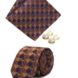 Raymond Brown Printed Ties Pocket Square and Cufflinks Gift Set-picture-39