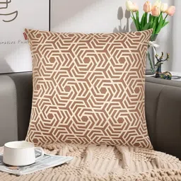 Tesmare Brown & Beige Quirky Velvet Square Cushion Covers-picture-37