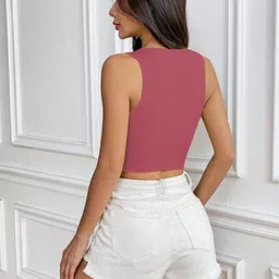 CILIMILI Women Ribbed Round Neck Sleeveless Tank Crop Top image 4