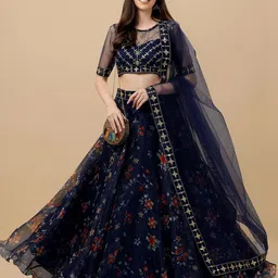 Piludi Embroidered Semi-Stitched Lehenga & Unstitched Blouse With Dupatta-picture-17