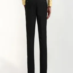 Park Avenue Black Slim Fit Checked Formal Trosuers image 2