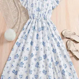 Bolly Lounge Girls Pearl Blue Floral Dress-picture-11