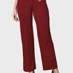 BUYNEWTREND Maroon Mid Rise Trousers-picture-14
