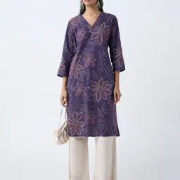 Utsa by Westside Purple Bandhani Print Straight Cotton Kurta-picture-42