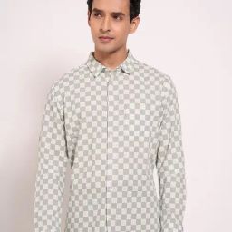 Peregrine By Pantaloons Green Cotton Slim Fit Checks Shirt-picture-37