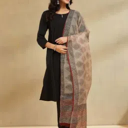 Fabindia Peach Regular Fit Printed Dupatta-picture-18